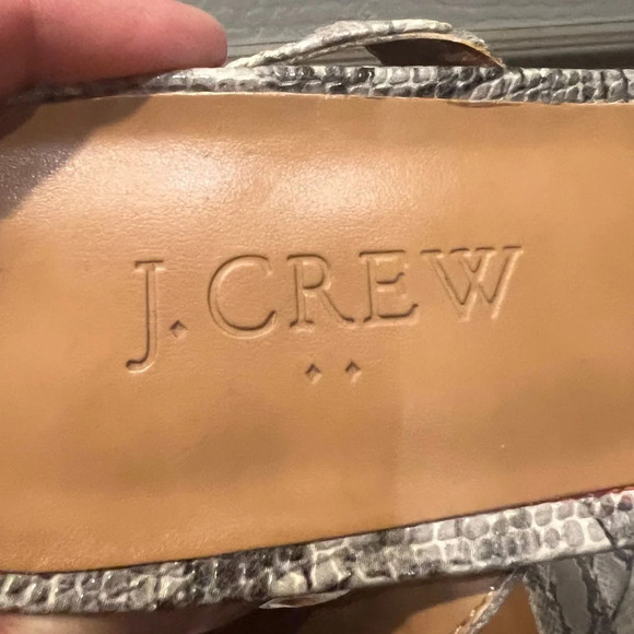 J Crew snakeskin blocked heel strap on sandals, size 8 - Picture 7 of 8